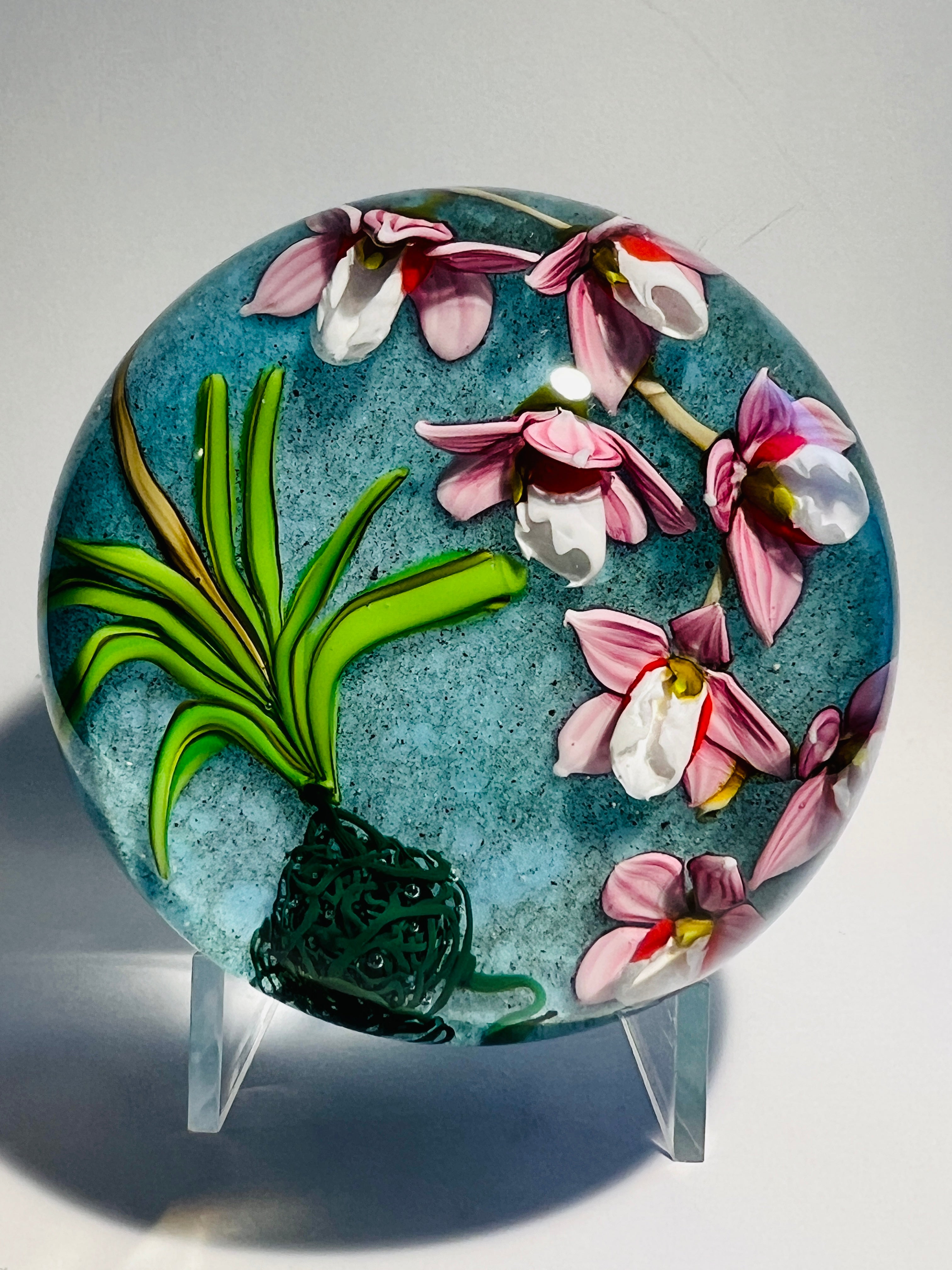 Mikael Hingant orchid paperweight