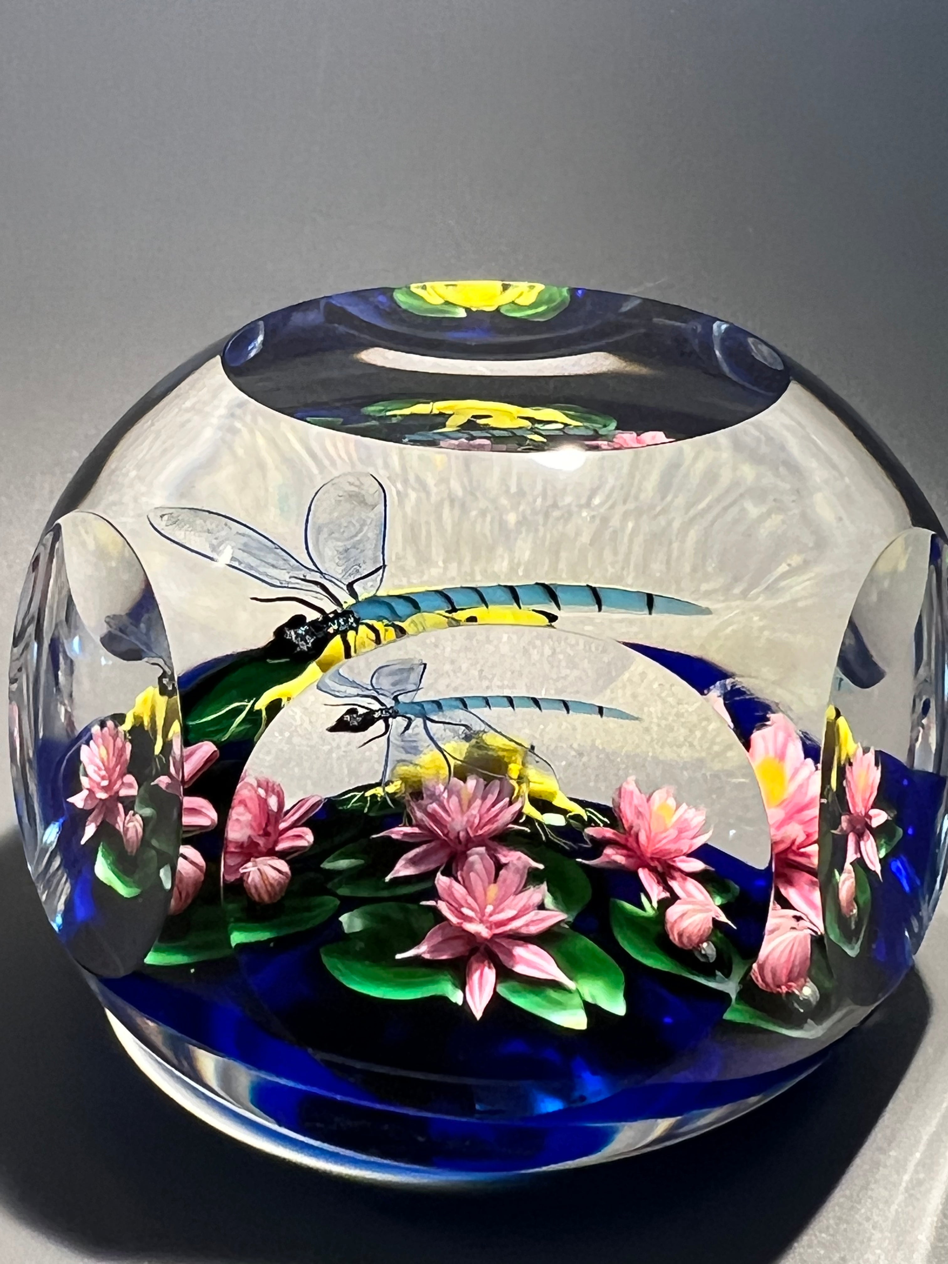 Richard Loesel Frog and Dragonfly Paperweight