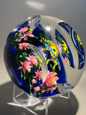 Richard Loesel Frog and Dragonfly Paperweight