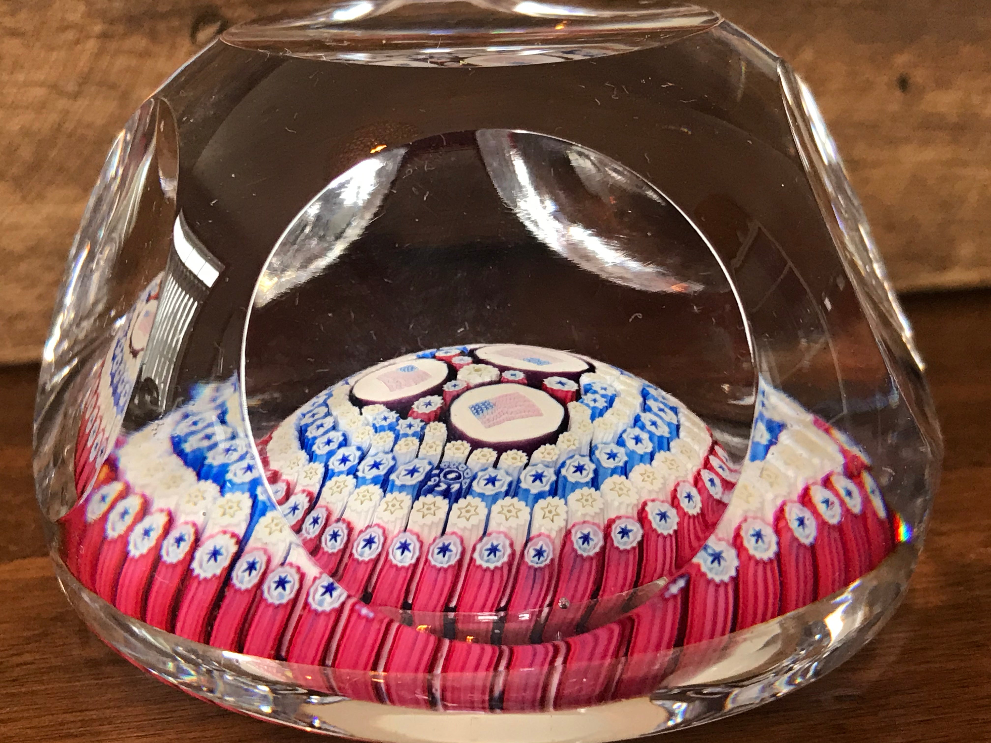 Whitefriars American Bicentenary Series 3 American Flags Paperweight