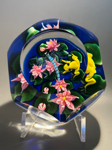 Richard Loesel Frog and Dragonfly Paperweight