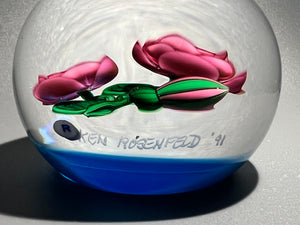 Ken Rosenfeld Pink Roses paperweight